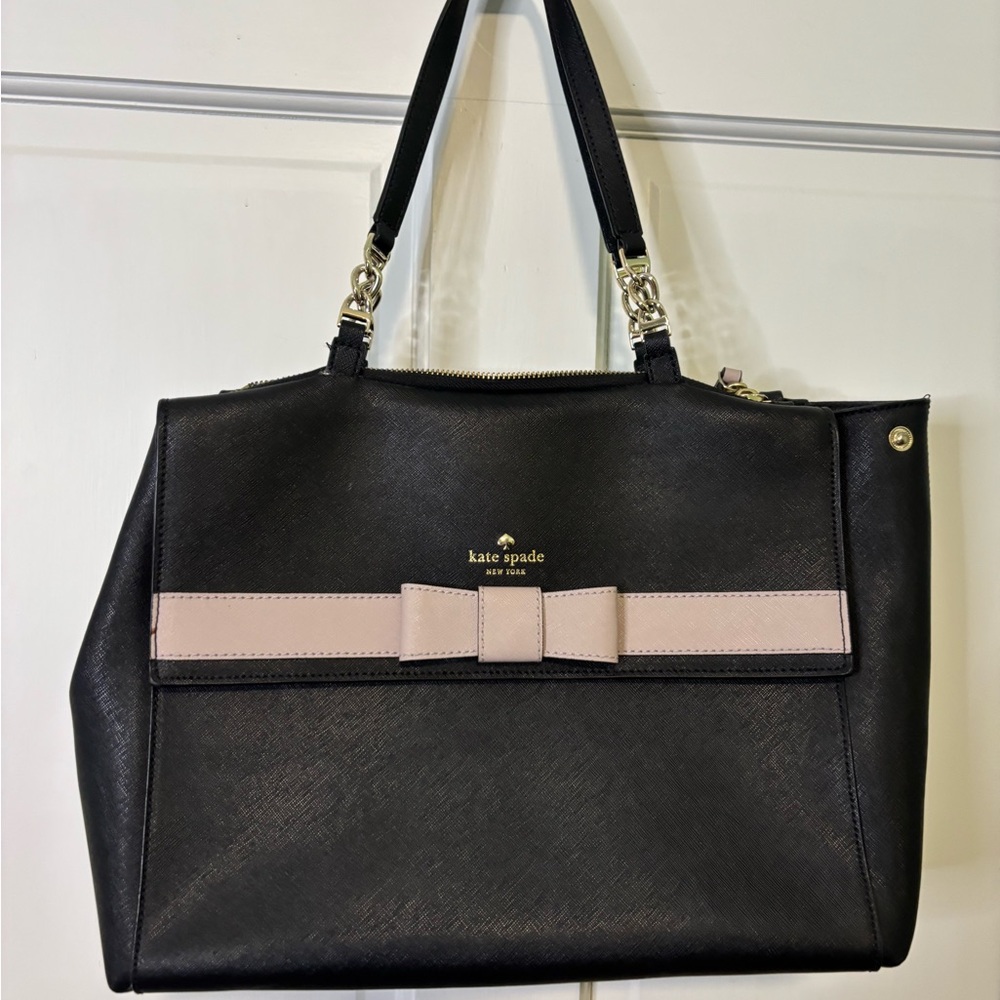 Kate Spade Black and Cream Bow Shoulder Bag